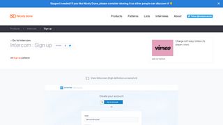 
                            9. Sign up pattern on Intercom pattern inspiration for the Web — Nicely ...