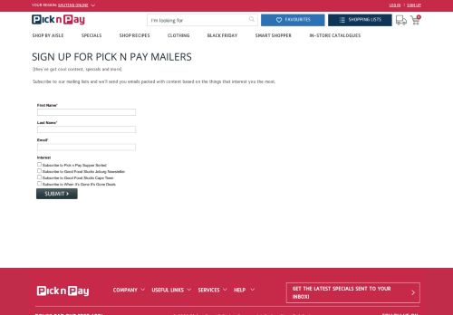 
                            3. Sign up - Pick n Pay
