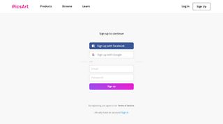 
                            2. Sign Up - PicsArt