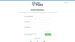 
                            3. Sign up - Podio