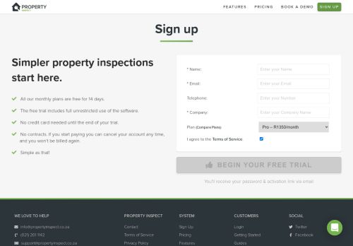 
                            2. Sign Up - Property Inspect