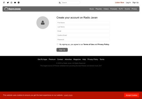 
                            2. Sign Up - RadioJavan.com