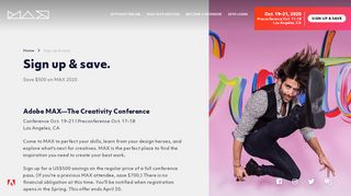 
                            12. Sign up & save - Adobe MAX 2019