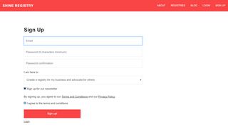 
                            3. Sign Up - Shine Registry