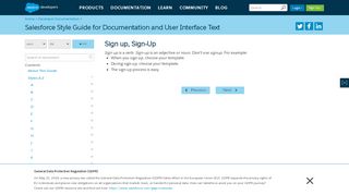 
                            6. Sign up, Sign-Up | Salesforce Style Guide for Documentation and User ...