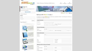 
                            5. Sign Up - SMSpack.in - Just SMS...!