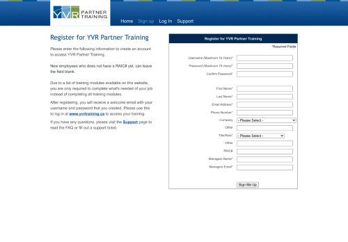 
                            2. Sign up - the Vancouver International Airport Partner Training Site