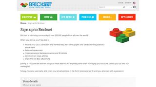 
                            6. Sign up to Brickset | Brickset: LEGO set guide and database