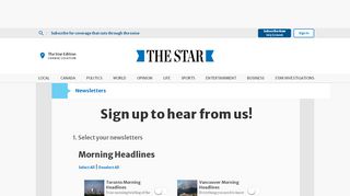 
                            3. Sign up to hear from us! | Toronto Star