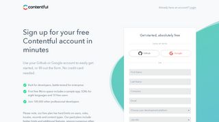 
                            8. Sign up, try for free - Contentful