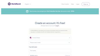 
                            1. Sign up - WorldRemit