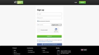 
                            4. Sign up - XtGem.com — Visual mobile site building tool