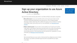 
                            10. Sign up your organization to use Azure Active Directory | Microsoft Docs