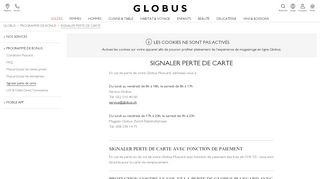 
                            5. Signaler perte de carte | Programme de bonus | Globus