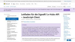 
                            4. SignalR 1.x-API-Leitfaden für die Hubs - JavaScript-Client | Microsoft ...