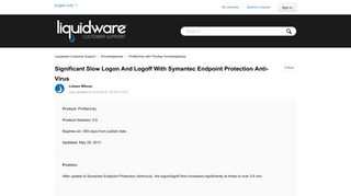 
                            7. Significant slow logon and logoff with Symantec Endpoint Protection ...