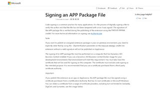 
                            11. Signing an APP Package File - Business Central | Microsoft Docs