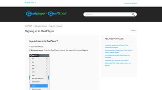 
                            4. Signing in to RealPlayer – SUPPORT