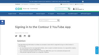 
                            9. Signing in to the Contour 2 YouTube App - Cox