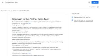 
                            5. Signing in to the Partner Sales Tool - Google Cloud Help