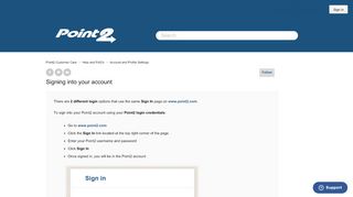 
                            8. Signing in to your account – Point2 Customer Care