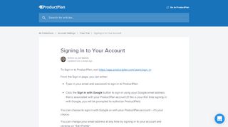 
                            1. Signing In to Your Account - ProductPlan