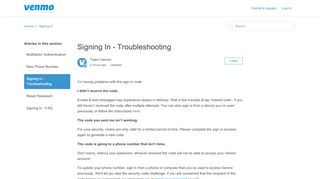 
                            11. Signing In - Troubleshooting – Venmo