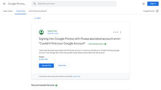 
                            4. Signing into Google Photos with Picasa assciated account error ...