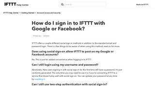 
                            3. Signing into IFTTT with Google or Facebook – IFTTT Help Center