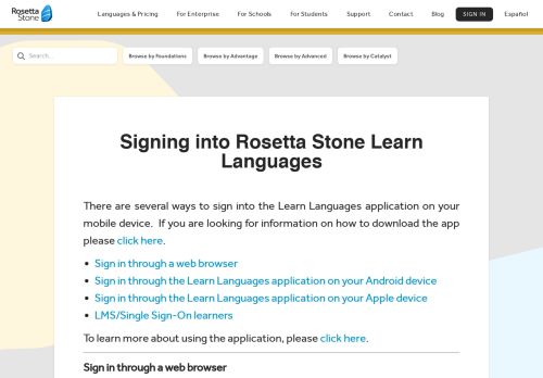 
                            4. Signing into Rosetta Stone Learn Languages