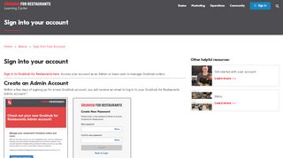 
                            3. Signing into your account - | Learning Center | Grubhub for Restaurants