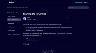 
                            1. Signing Up – Amino Help Center