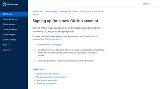 
                            6. Signing up for a new GitHub account - GitHub Help