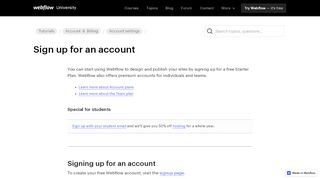 
                            3. Signing up for an account | Webflow University