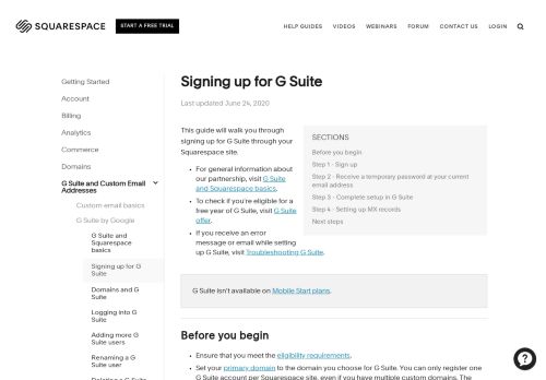 
                            9. Signing up for G Suite – Squarespace Help