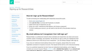 
                            12. Signing up for ResearchGate - Help Center
