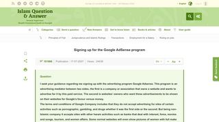 
                            12. Signing up for the Google AdSense program - Islam Question & Answer
