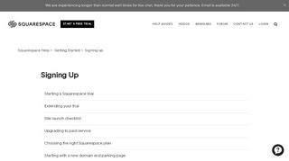 
                            3. Signing up – Squarespace Help