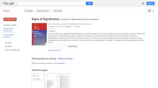 
                            11. Signs of Signification: Semiotics in Mathematics Education Research  - Google بکس کا نتیجہ