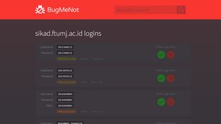 
                            11. sikad.ftumj.ac.id passwords - BugMeNot