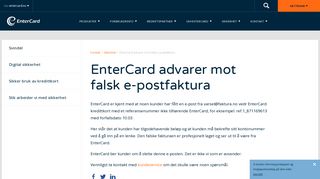 
                            2. Sikkerhet- EnterCard advarer mot falsk e-post faktura