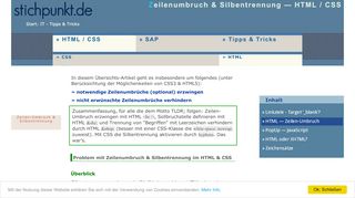 
                            2. Silbentrennung & Zeilenumbruch — CSS & HTML - Stichpunkt.de