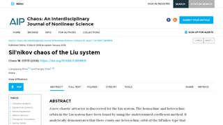 
                            11. Sil'nikov chaos of the Liu system: Chaos: An Interdisciplinary Journal ...