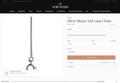 
                            13. Silver Mouse Tail Loop Chain | Topázio