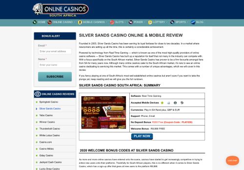 
                            10. Silver Sands Online Casino - Play with R200 Free No Deposit Bonus