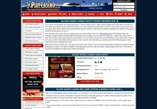 
                            11. Silver Sands Online Casino - R200 Free No Deposit Bonus - PlayCasino
