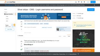 
                            12. Silver stripe - CMS - Login username and password - Stack Overflow