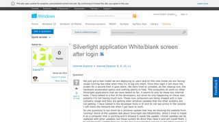 
                            2. Silverlight application White/blank screen after login - Microsoft