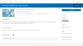 
                            5. Silverlight OAuth2 User Login Sample - ArcGIS Online