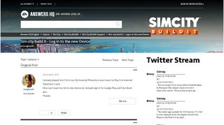 
                            1. Sim city build it - Log in to the new Device - Answer HQ